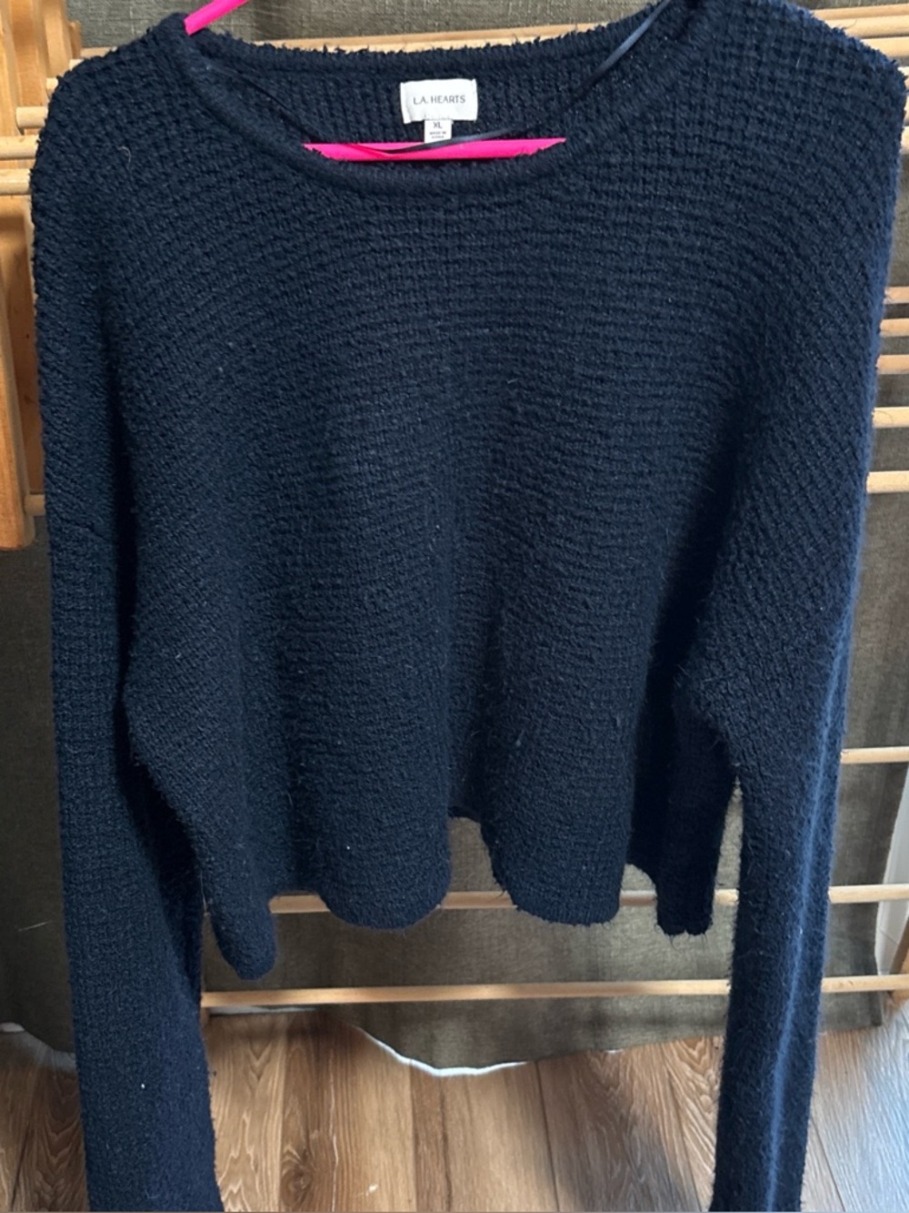 LA Hearts Women's Navy Cropped Super Soft Sweater